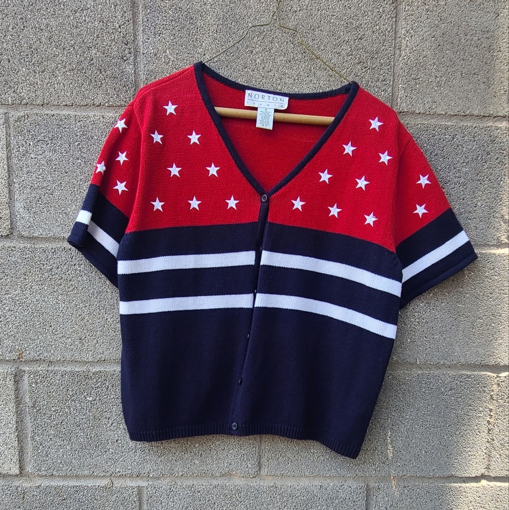 Grandmacore fun 4th of July cardigan